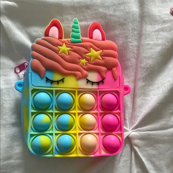 Lot of 9 Assorted Unicorn Items Pouch Keychains,Plushie Night Light, Pop-it bag - Picture 9 of 16